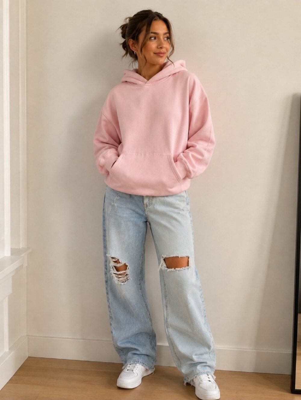 Rare Good American High Rise Two Tone Wide Leg Distressed Y2K Blue Jeans 29 / 8